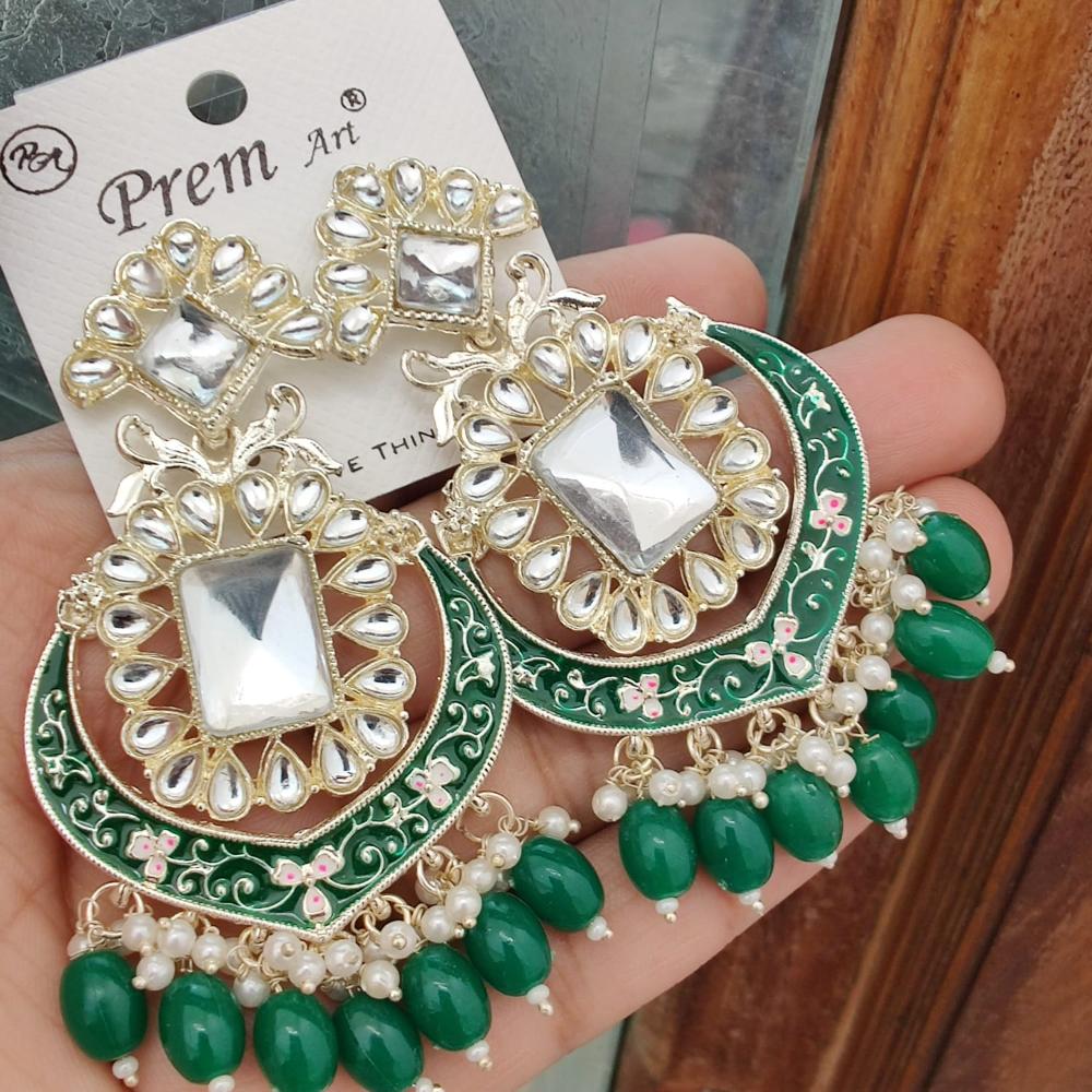 FS Collection Gold Plated Kundan Stone And Meenakari Dangler Earrings