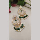 FS Collection Gold Plated Crystal Stone And Pearls Dangler Earrings