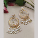 FS Collection Gold Plated Crystal Stone And Pearls Dangler Earrings