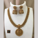 FS Collection Gold Plated Pota Stone and Pearls Necklace Set