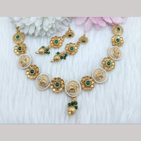 FS Collection Gold Plated Pota Stone and Pearls Elephant Shape Necklace Set