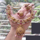 FS Collection Gold Plated Crystal Stone and Beads Necklace Set