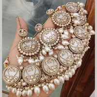FS Collection Gold Plated Crystal Stone and Beads Necklace Set