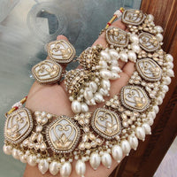 FS Collection Gold Plated Crystal Stone and Beads Necklace Set
