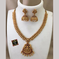 FS Collection Gold Plated Pota Stone and Pearls Temple Necklace Set