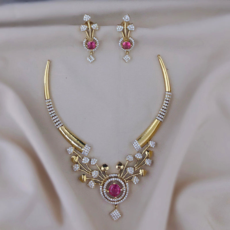 FS Collection Gold Plated Austrian Stone Necklace Set