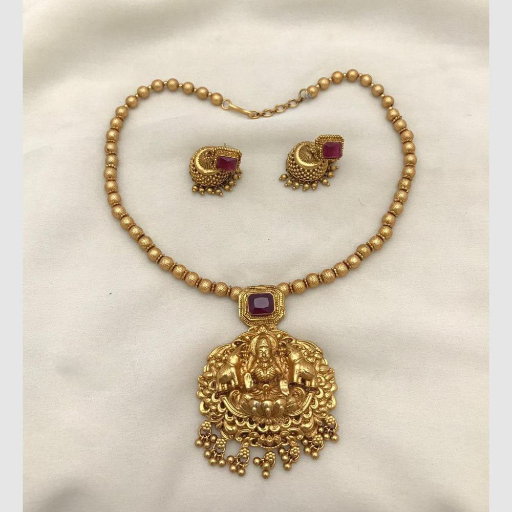 FS Collection Gold Plated Crystal Stone Temple Necklace Set