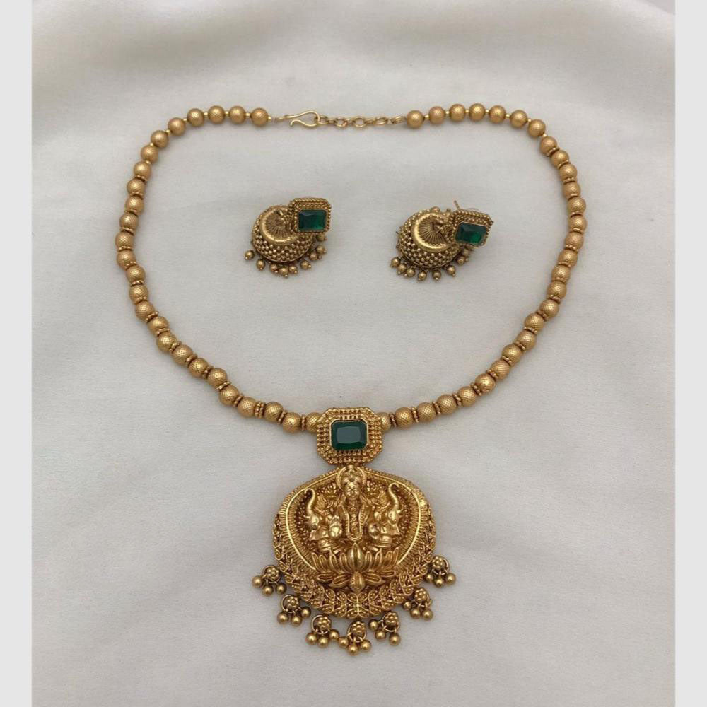 FS Collection Gold Plated Crystal Stone Temple Necklace Set