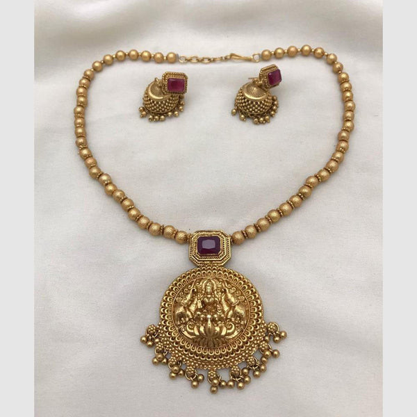 FS Collection Gold Plated Crystal Stone Temple Necklace Set