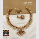 FS Collection Gold Plated Pota Stone And Pearls Temple Necklace Set