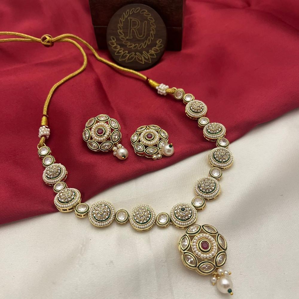 FS Collection Gold Plated Crystal Stone Necklace Set