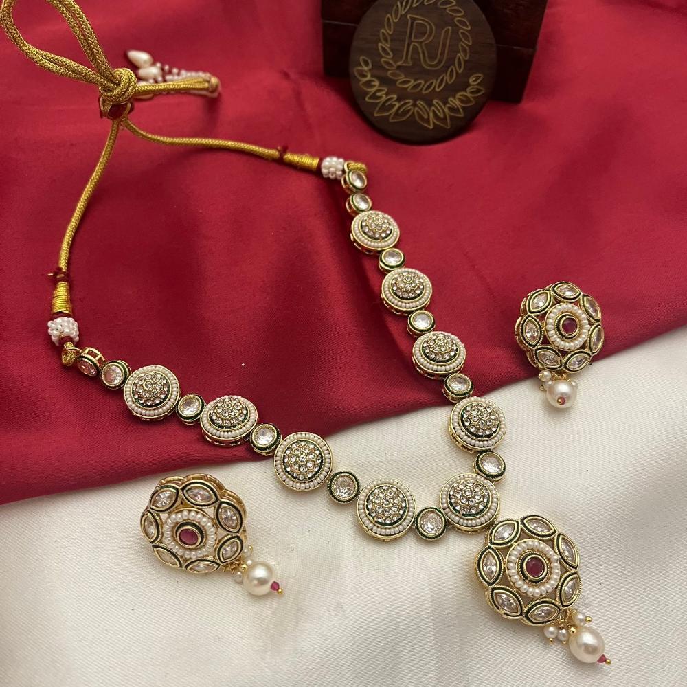 FS Collection Gold Plated Crystal Stone Necklace Set