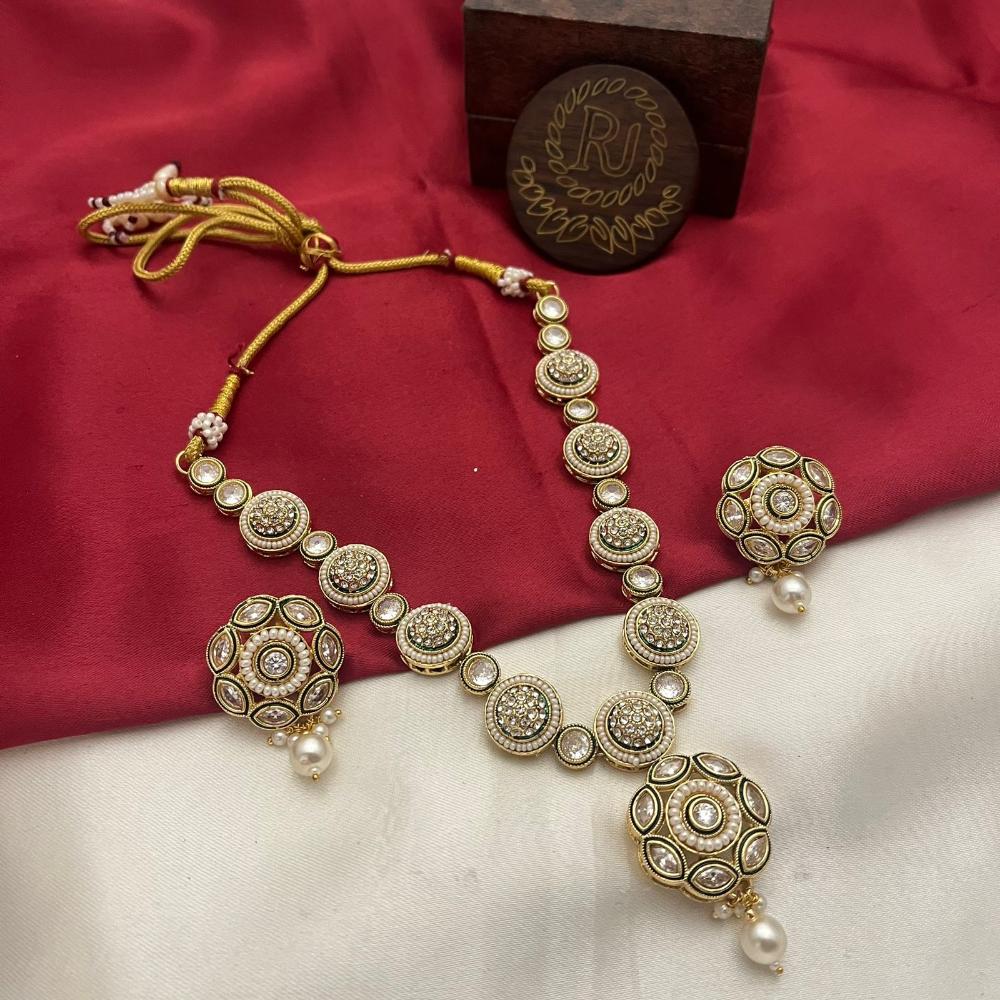 FS Collection Gold Plated Crystal Stone Necklace Set