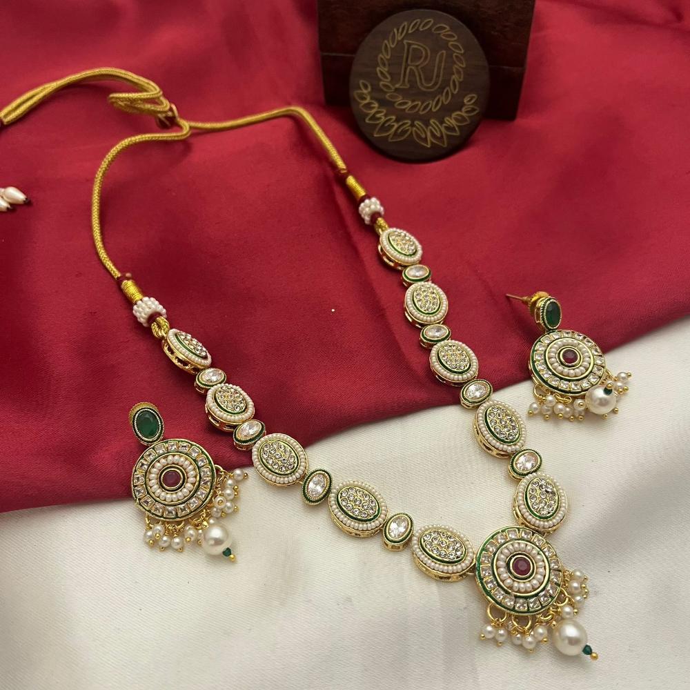FS Collection Gold Plated Crystal Stone Necklace Set