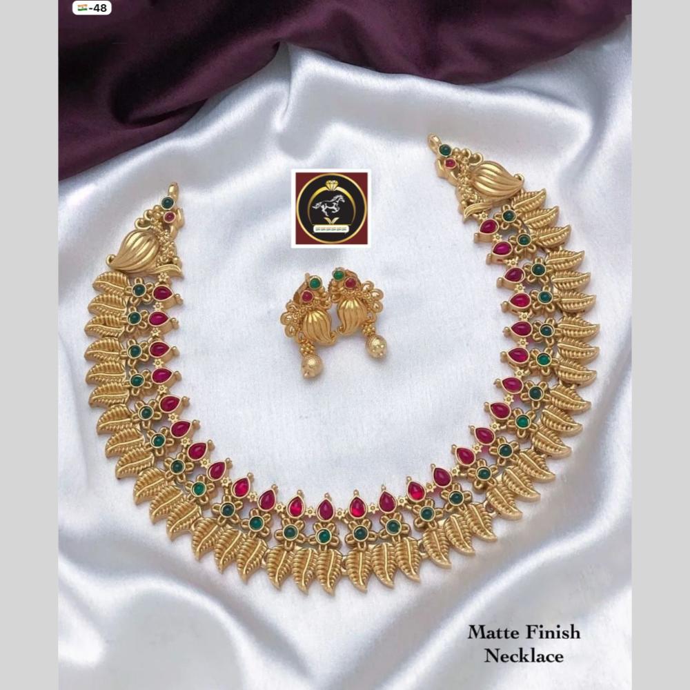 FS Collection Gold Plated Pota Stone Necklace Set