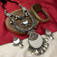 FS Collection Oxidised Plated Necklace Set