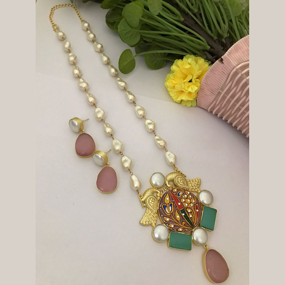FS Collection Gold Plated Pearl Necklace Set