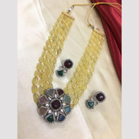 FS Collection Gold Plated Beads And Crystal Stone Necklace Set
