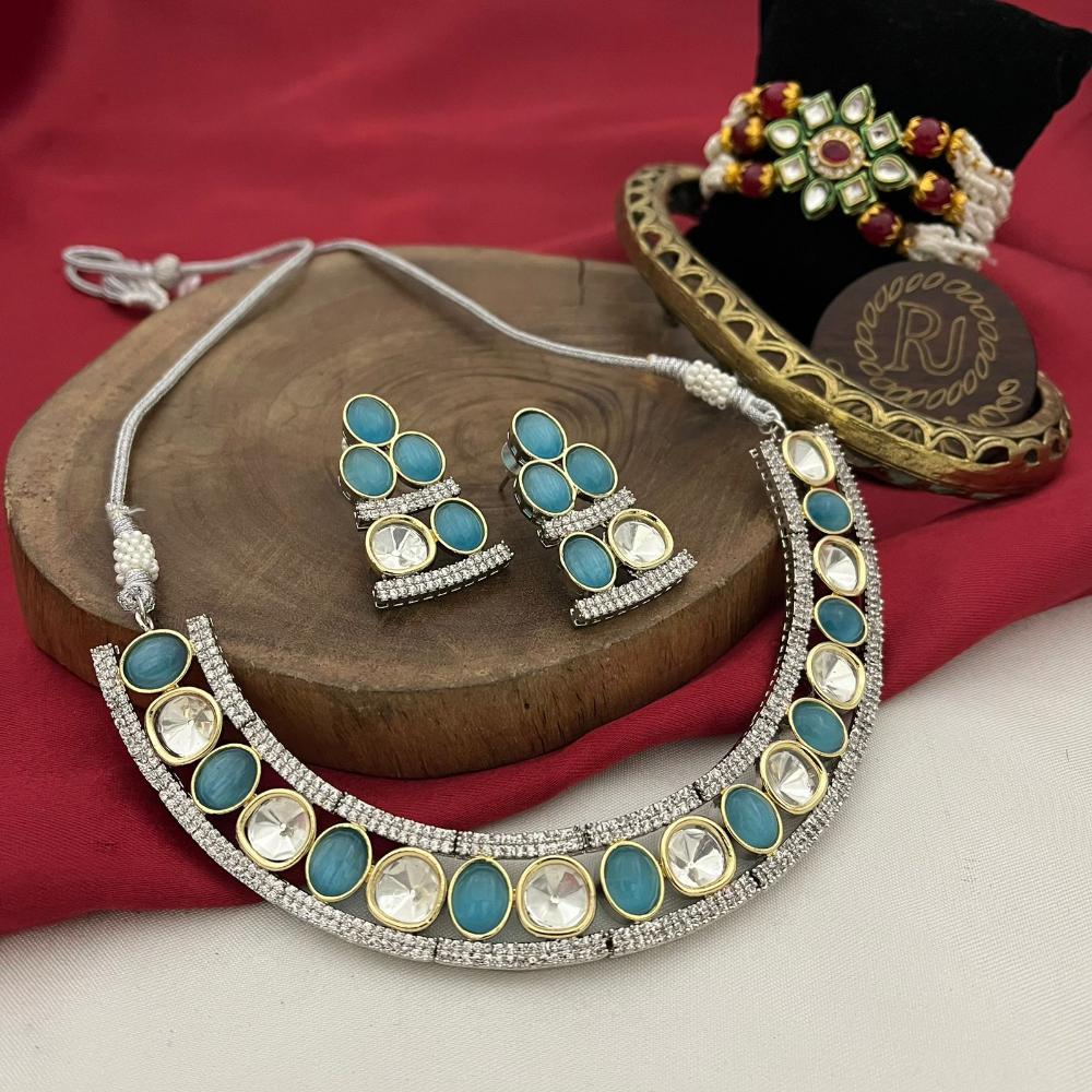 FS Collection 2Tone Plated Crystal Stone Necklace Set