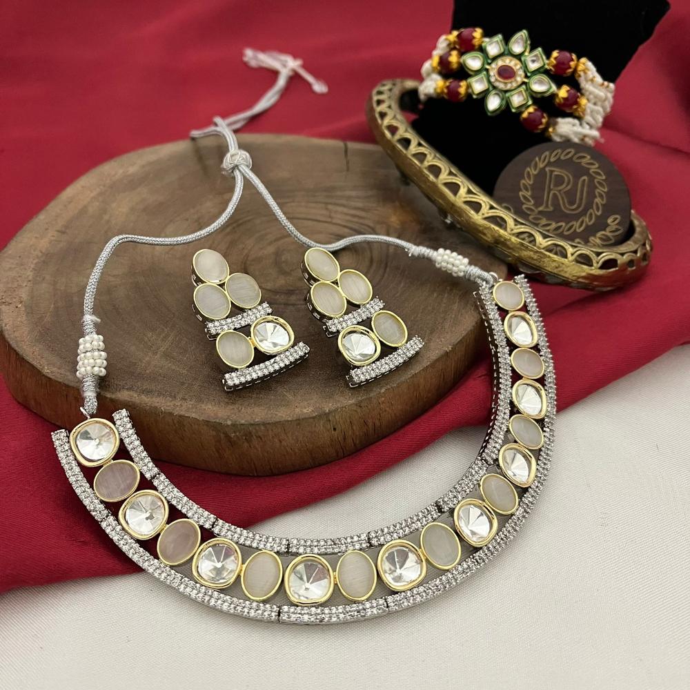 FS Collection 2Tone Plated Crystal Stone Necklace Set