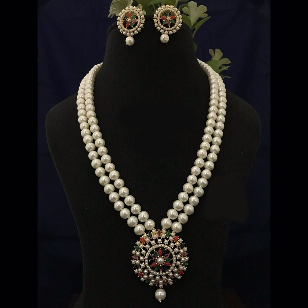 FS Collection Gold Plated Pearl Necklace Set