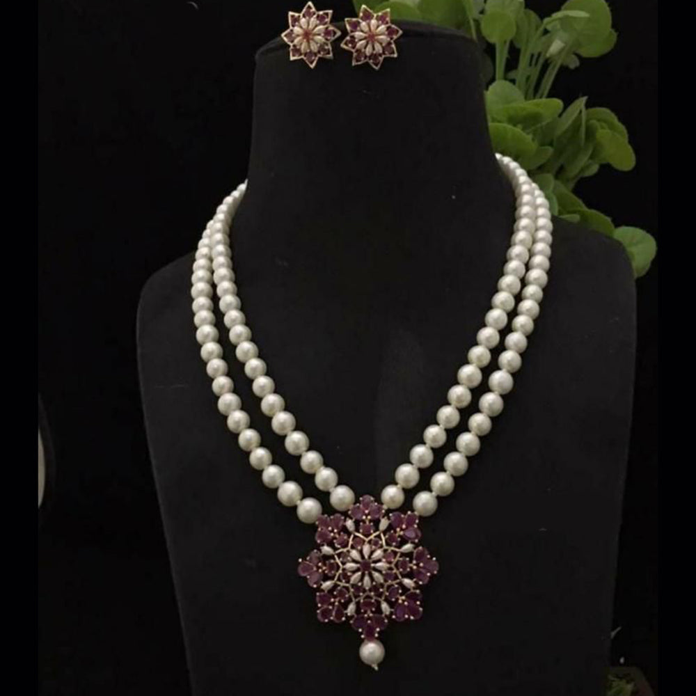 FS Collection Gold Plated Pearl Necklace Set
