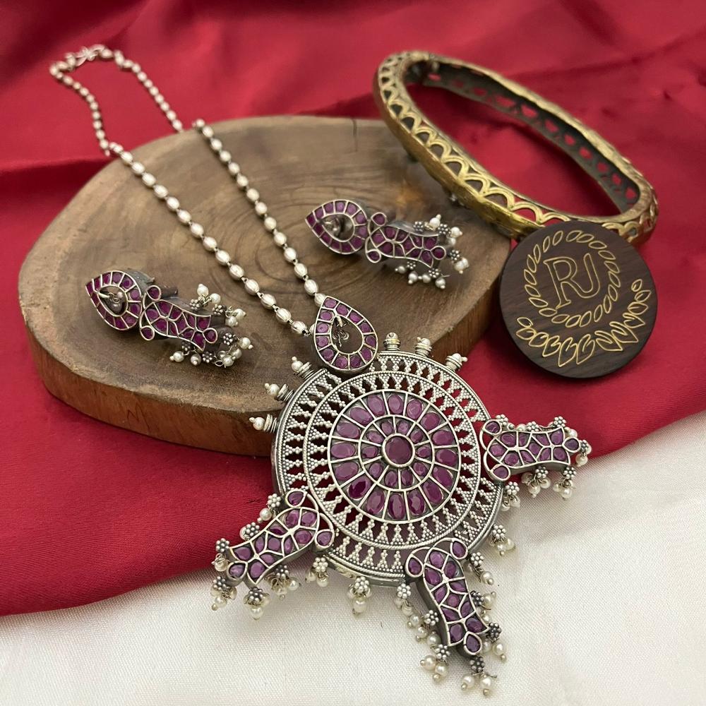 FS Collection Oxidised Plated Necklace Set