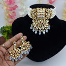 FS Collection Gold Plated Kundan Stone And Beads Choker Necklace Set