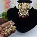 FS Collection Gold Plated Kundan Stone And Beads Choker Necklace Set