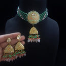 FS Collection Gold Plated Kundan Stone And Beads Meenakari Choker Necklace Set