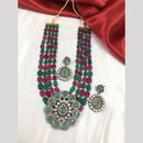 FS Collection Gold Plated Kundan Stone And Beads Necklace Set