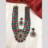 FS Collection Gold Plated Kundan Stone And Beads Necklace Set