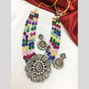 FS Collection Gold Plated Kundan Stone And Beads Necklace Set