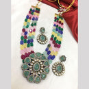 FS Collection Gold Plated Kundan Stone And Beads Necklace Set