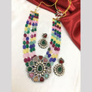 FS Collection Gold Plated Kundan Stone And Beads Necklace Set