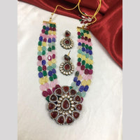 FS Collection Gold Plated Kundan Stone And Beads Necklace Set