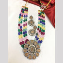 FS Collection Gold Plated Kundan Stone And Beads Necklace Set