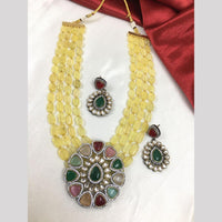 FS Collection Gold Plated Kundan Stone And Beads Necklace Set