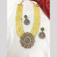 FS Collection Gold Plated Kundan Stone And Beads Necklace Set