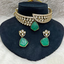 FS Collection Gold Plated Kundan Stone Choker Necklace Set
