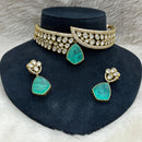 FS Collection Gold Plated Kundan Stone Choker Necklace Set