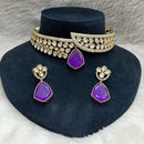 FS Collection Gold Plated Kundan Stone Choker Necklace Set