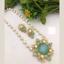 FS Collection Gold Plated Pearl And Crystal Stone Necklace Set