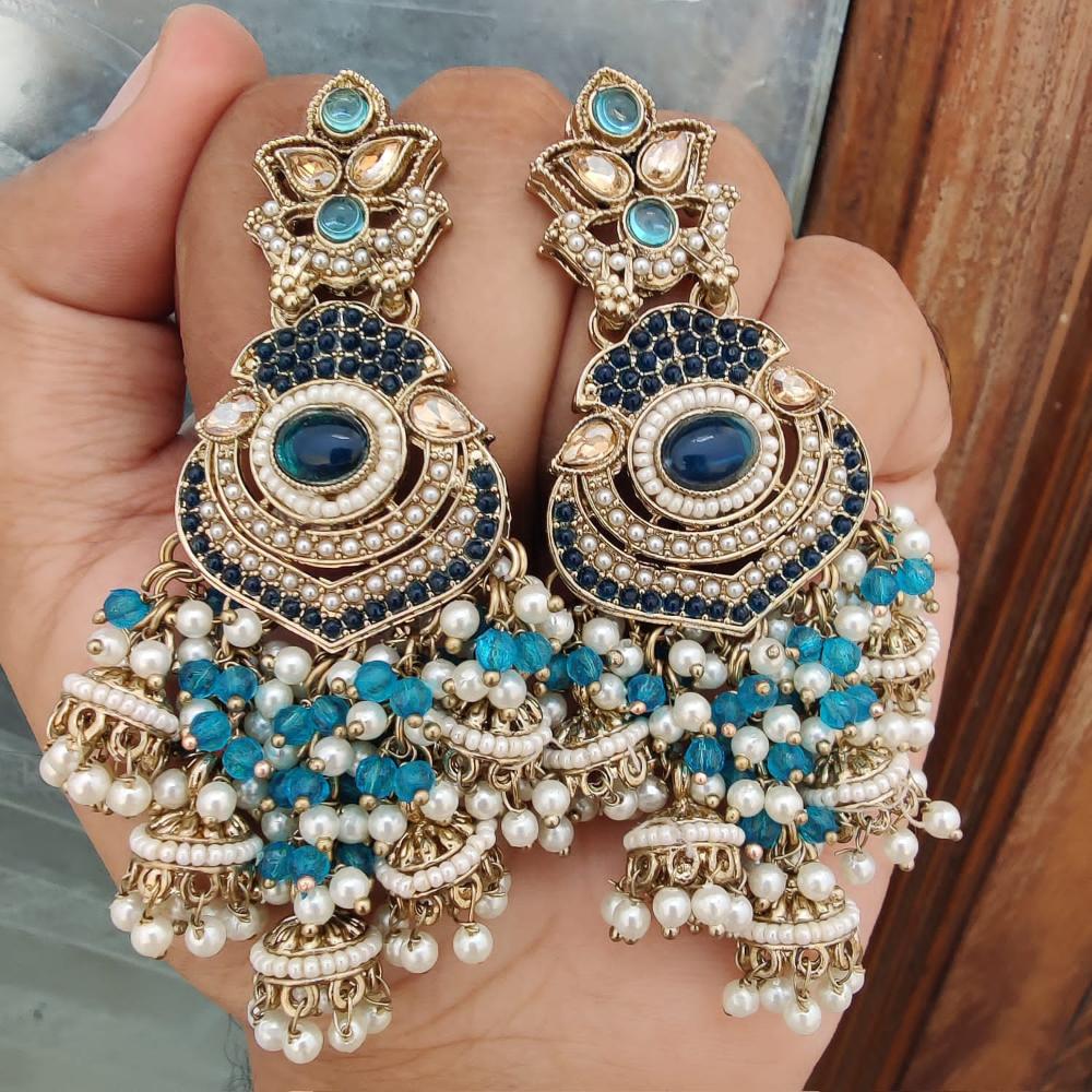 FS Collection Gold Plated Crystal Stone And Pearls Jhumki