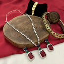 FS Collection Silver Plated American Diamond Necklace Set
