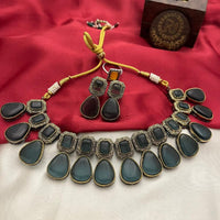 FS Collection 2 Tone Plated Pota Stone Necklace Set