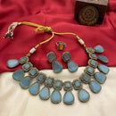 FS Collection 2 Tone Plated Pota Stone Necklace Set