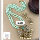 FS Collection Gold Plated Austrian Stone And Beads Long Necklace Set