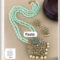 FS Collection Gold Plated Austrian Stone And Beads Long Necklace Set