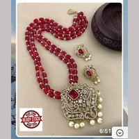 FS Collection Gold Plated Austrian Stone And Beads Long Necklace Set